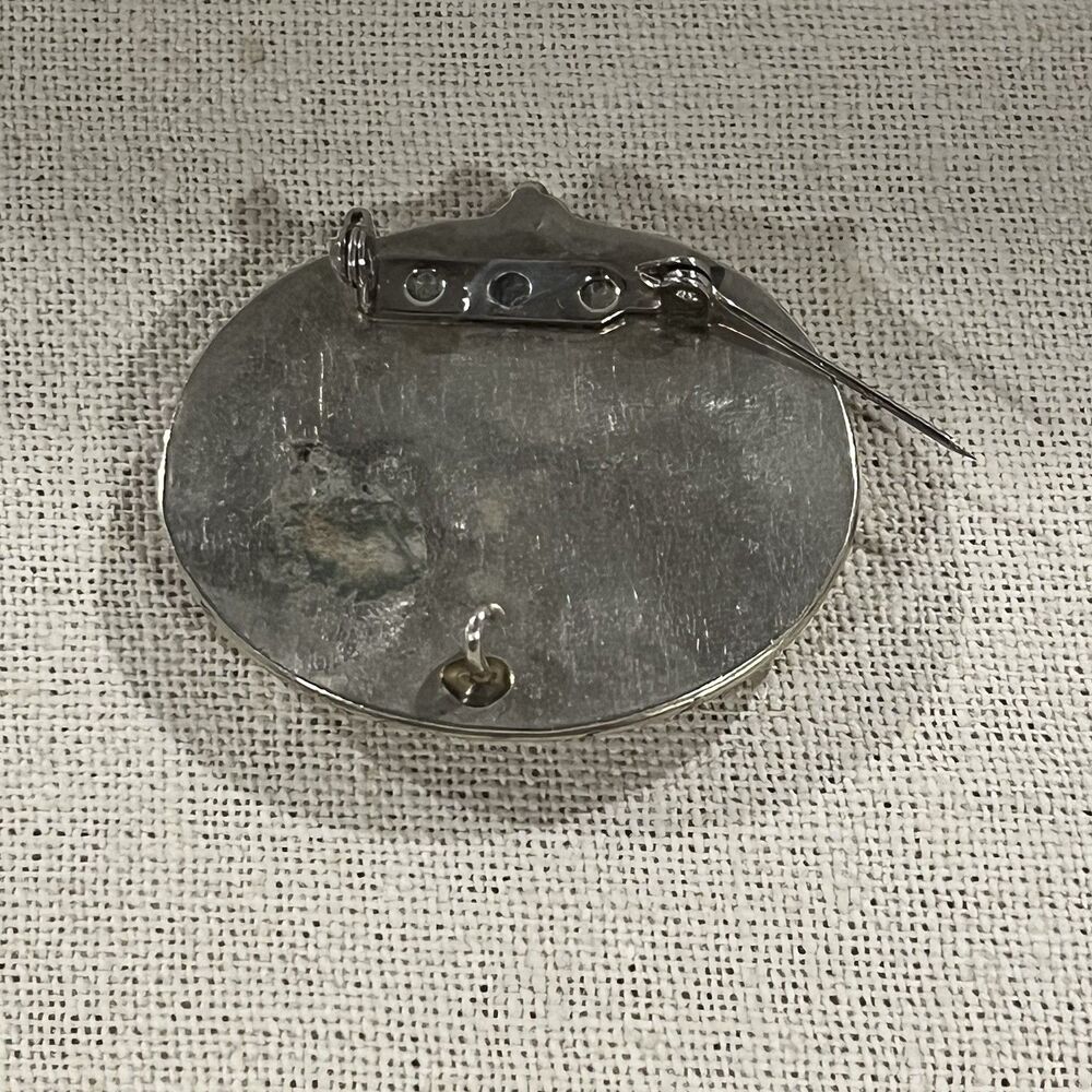 VTG Silver Tone Mother Of Pearl Brooch Pin With Hook Wedding Party Anniversary - Picture 9 of 12